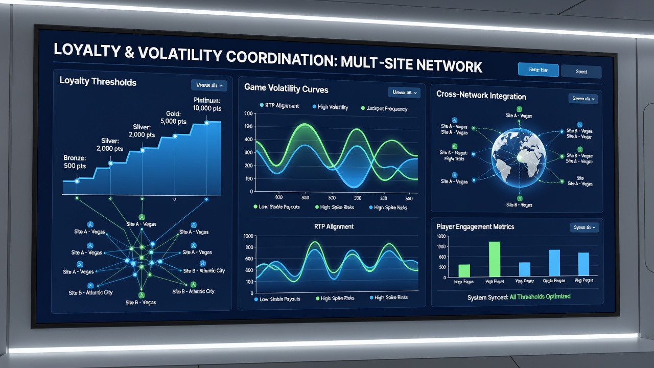 Visualization of multi-site operator networks linking loyalty systems to volatility data feeds