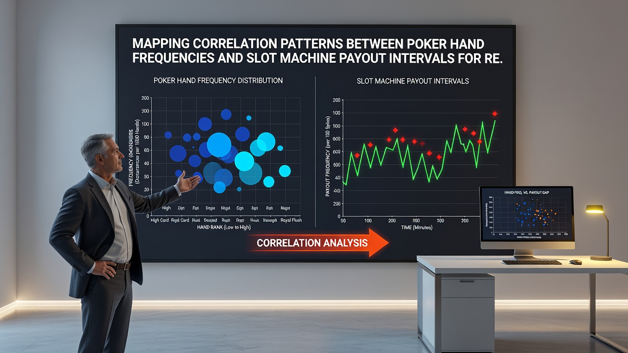 Heatmap visualization of poker hand frequency overlaid with slot payout interval data across multiple casino zones