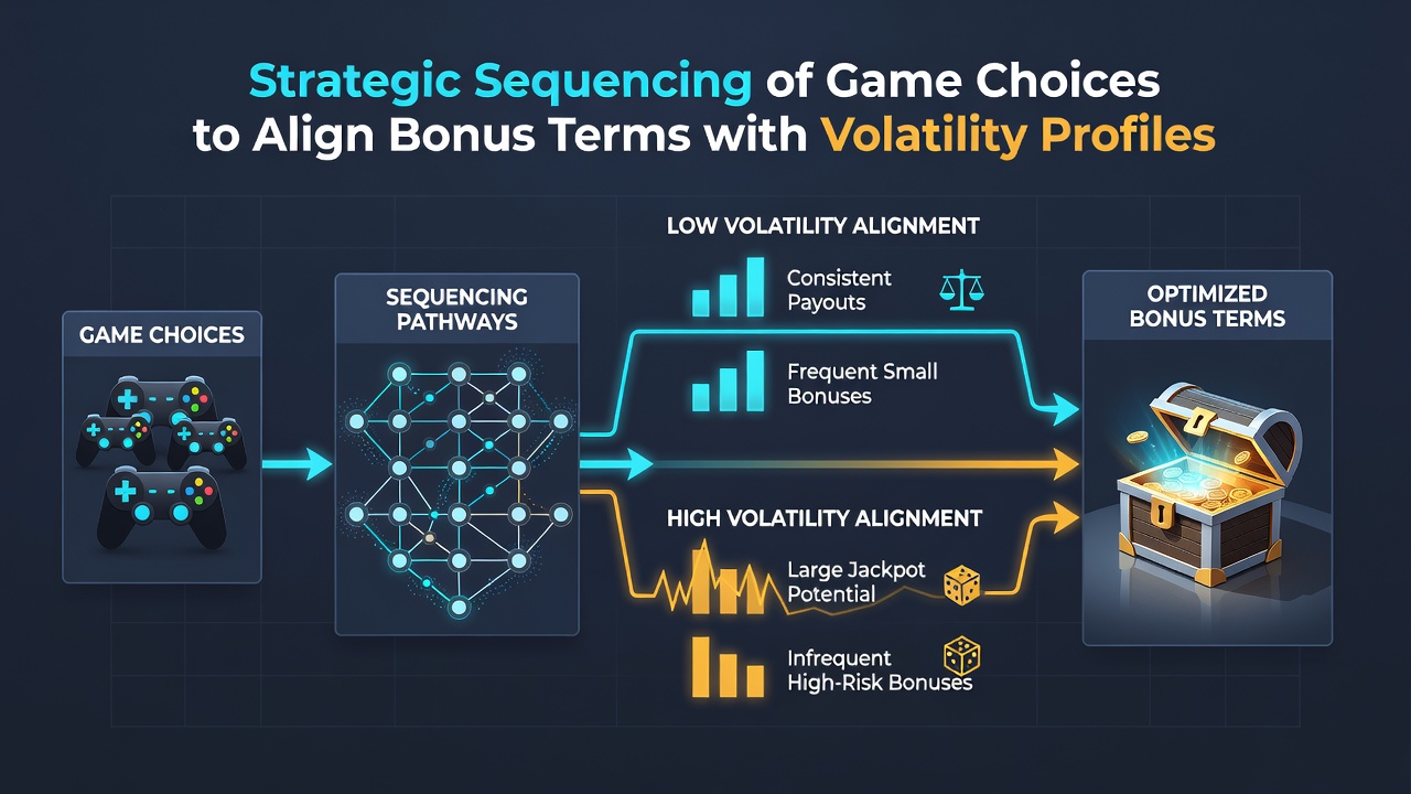Flowchart showing ordered game selection process matched to volatility and bonus contribution rates