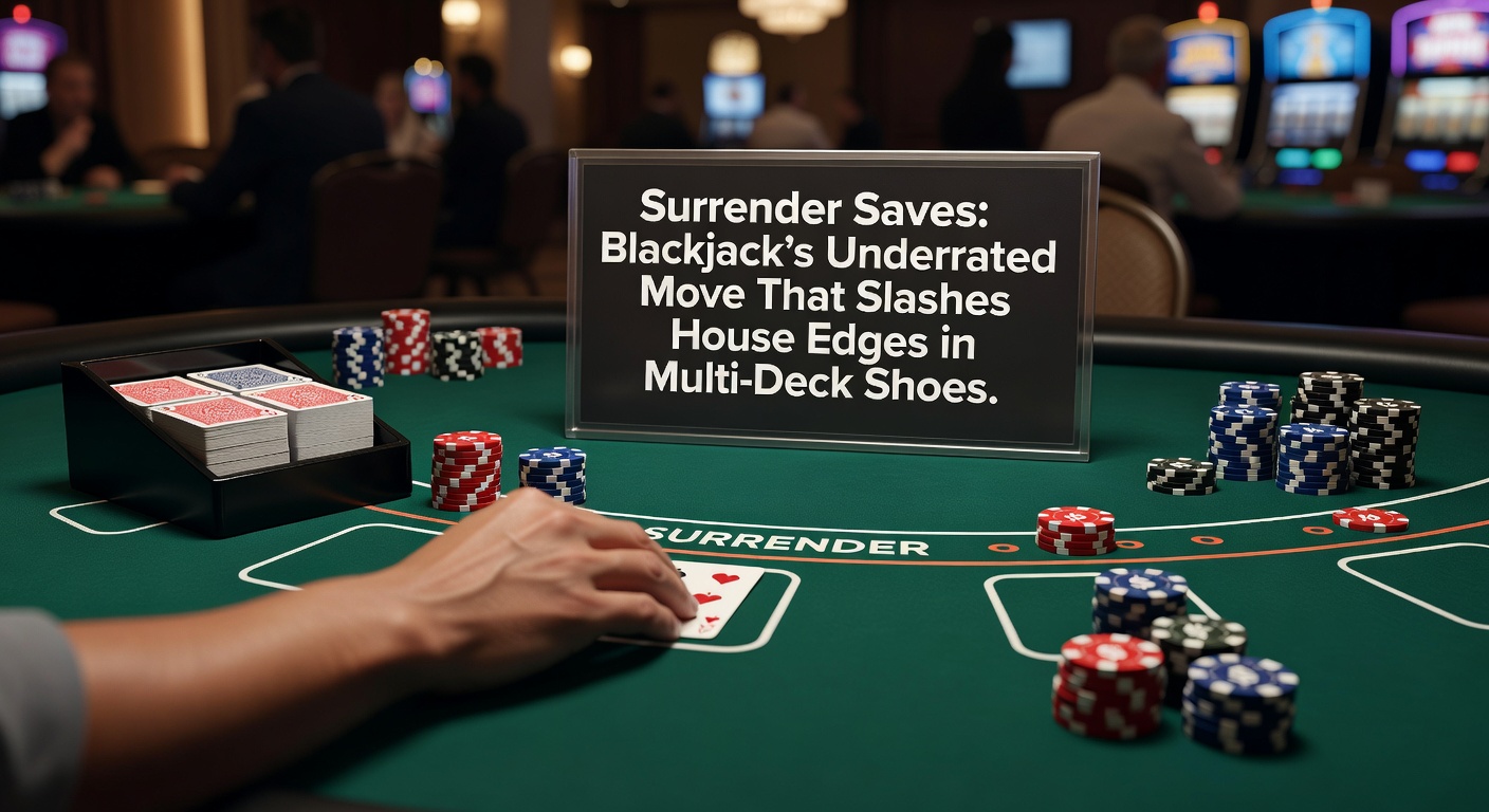 Strategy chart detailing optimal surrender plays in six-deck blackjack, highlighting key dealer upcards