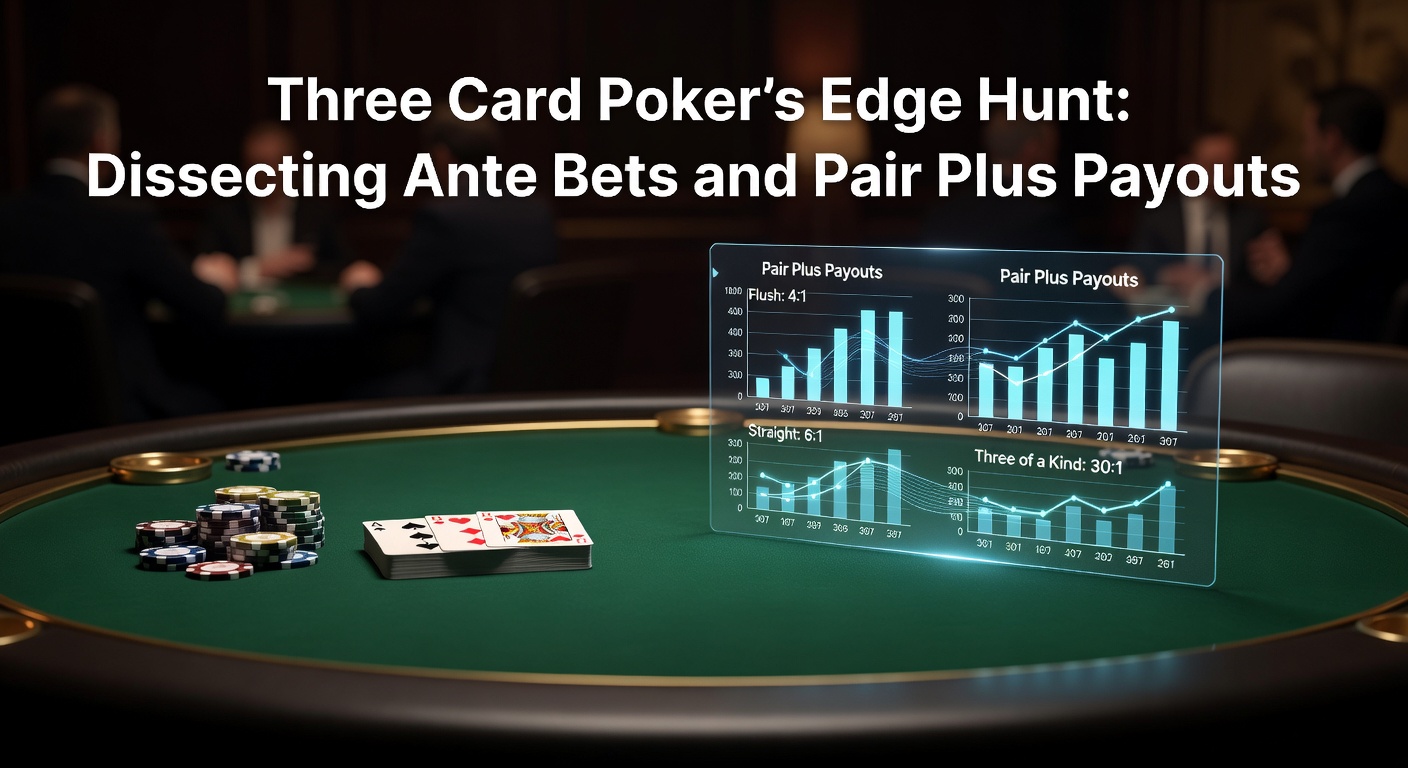 Close-up of Pair Plus payout table on a Three Card Poker felt, highlighting straight flush and three-of-a-kind odds