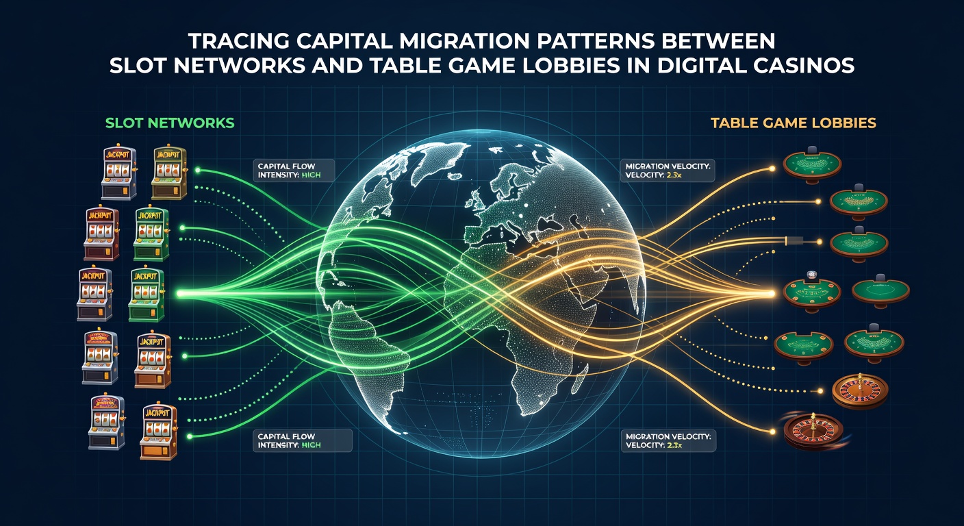 Diagram illustrating data flows and migration routes in digital casino environments between slots and table games